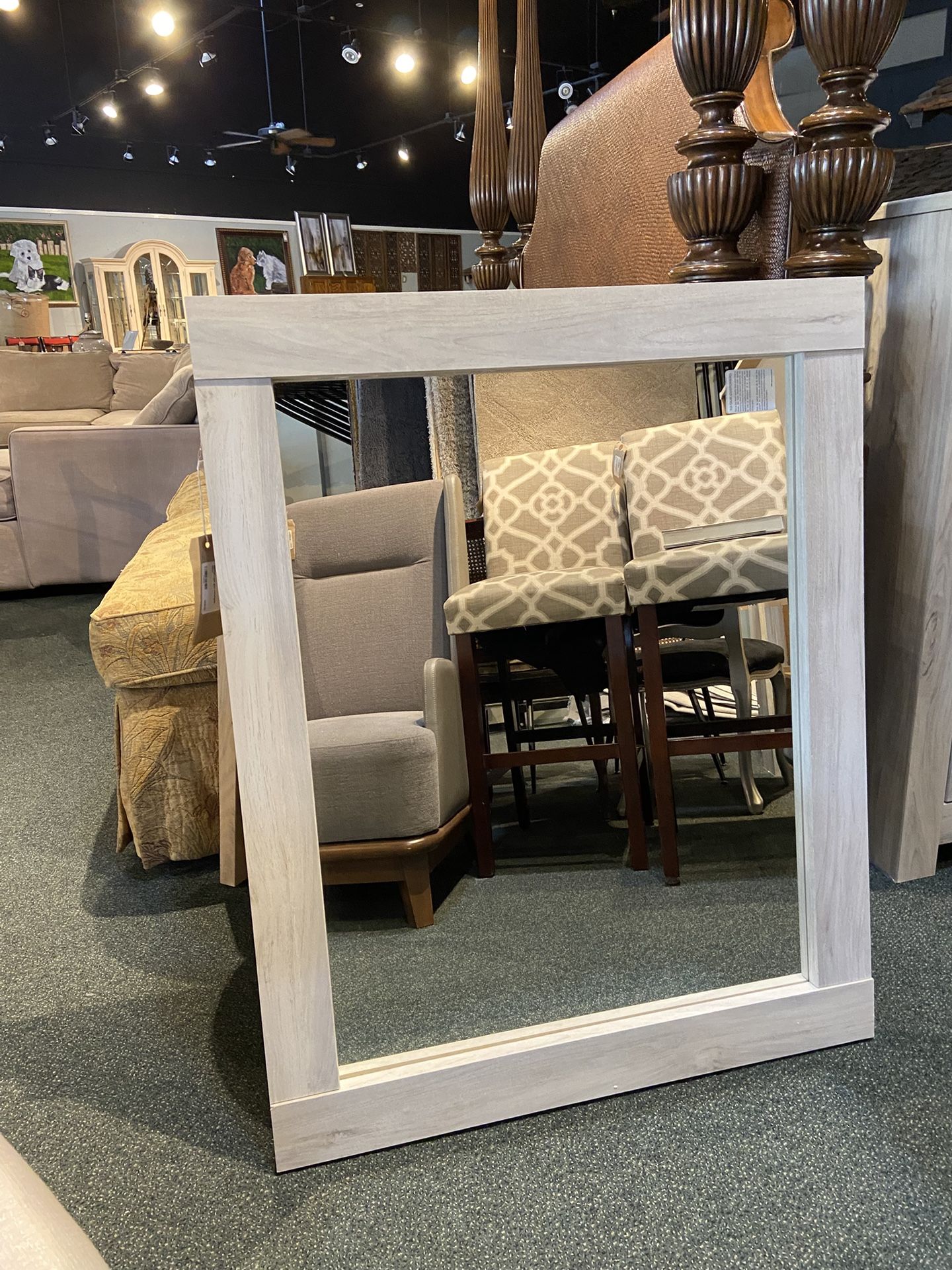 MIRROR: Light grey rectangular Mirror SKU F79G1D