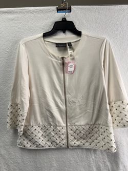 Chico’s Travelers Collection Ivory Zip-Front Jacket, Size 2