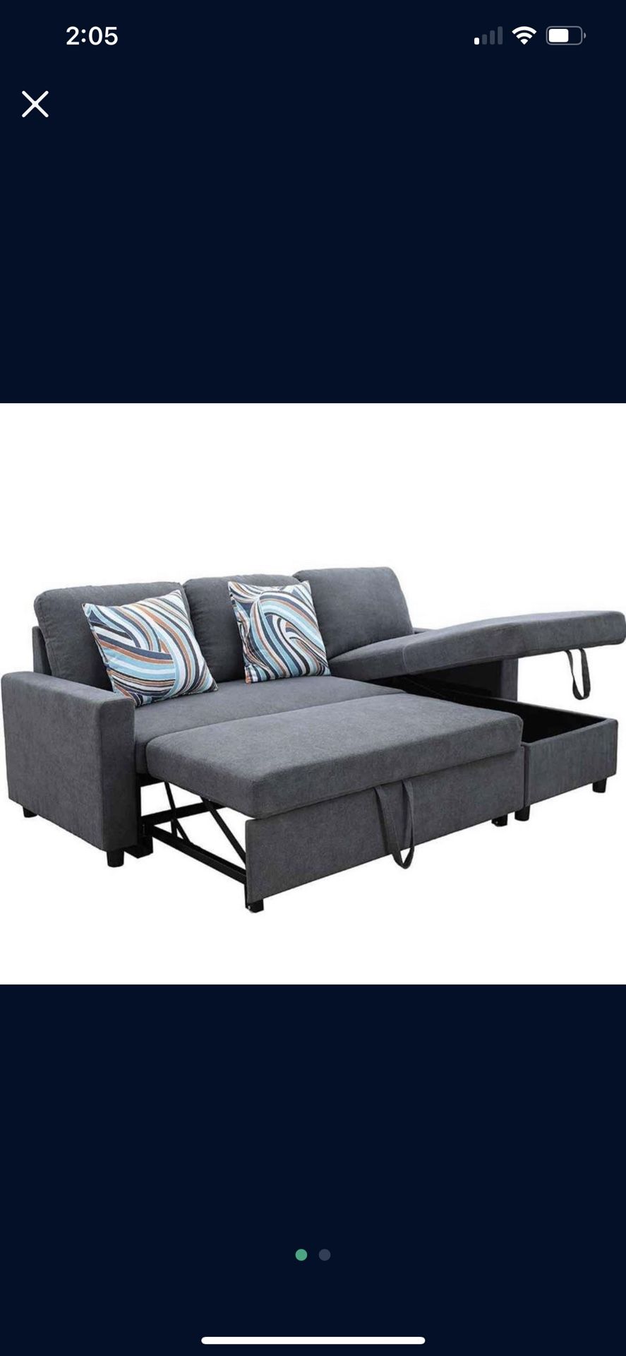 Grey Microfiber Sectional Sleeper Sofa Couch