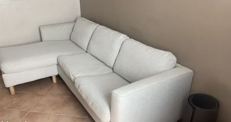 3-seat sofa with chaise longue, beige