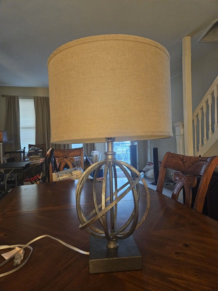 VINTAGE GLOBE SHAPED METAL LAMP