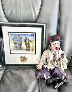 Emmett Kelly Original/Signed Drawing . Plus Porcelain Doll