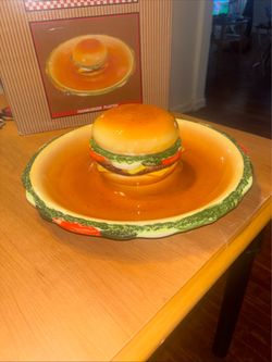 Burger Chip & Dip Platter Home Accents World Bazaars Hamburger 14” Server