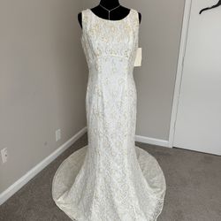 Ivory Beaded Wedding Dress Size 16
