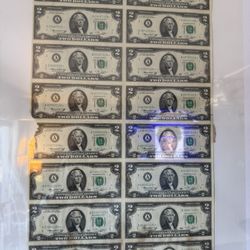 Uncut Sheet Of $2 Bills
