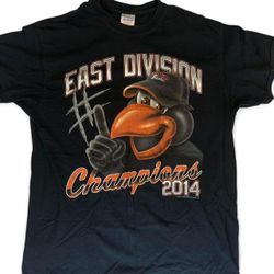 Vintage Mens y2k Baltimore Orioles 2014 MLB East Champions Cotton Graphic Tee Size Medium