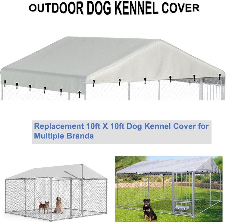 New 10x10 Dog Kennel Cover Beige 600D Waterproof Oxford Cloth Canopy Only No Frame