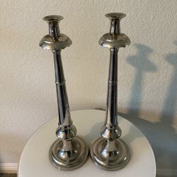 20” Tall Candle Holders Silver Metal 