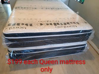 $199 each Queen pillow top mattress only brand new free delivery same day