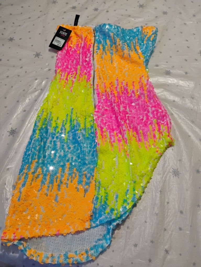 New , 2 Cute Clothing D51990 Sequin Dress ,