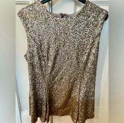 Glitter Glam Sequined Gold Sleeveless Tunic Top with Back Zipper (size 4)