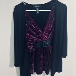 Blusa Negra Y Violeta de Vestir (M)