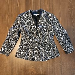 New York & Company Women’s Pattern Blazer Jacket Size 4 Black & White See Pics