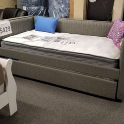 Brand New Gray Linen Twin Twin Daybed