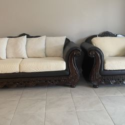Wooden Vintage Style 3 Set Couches