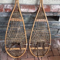 Antique SNOW SHOES with Leather Attached.