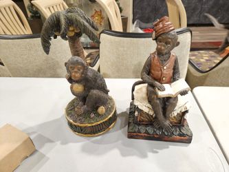 2 Vintage Adorable Resin Monkeys