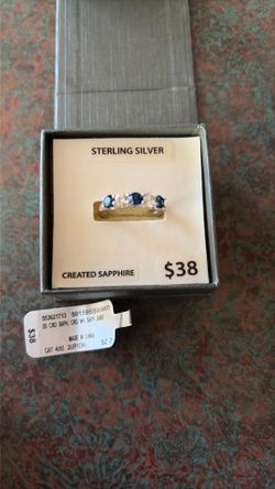 Created Sapphire Sterling Ring