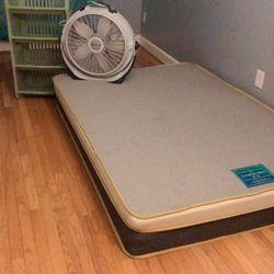 Queen Size Mattress + Fan + Storage Shelves (Good Condition)