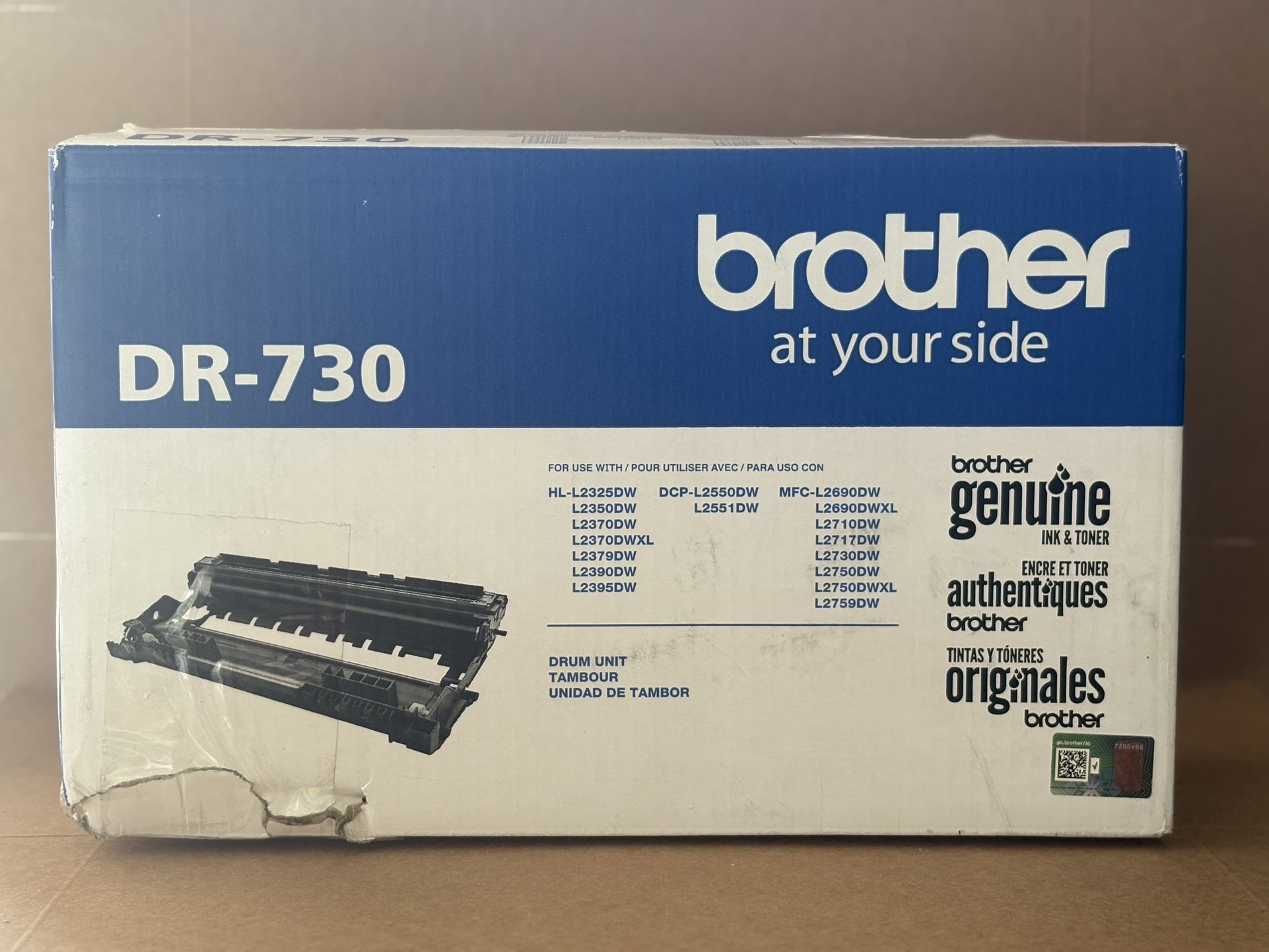 Genuine Brother DR-730 Drum Unit 12,000 Pg Yield –Item New Sealed/DistressedBox