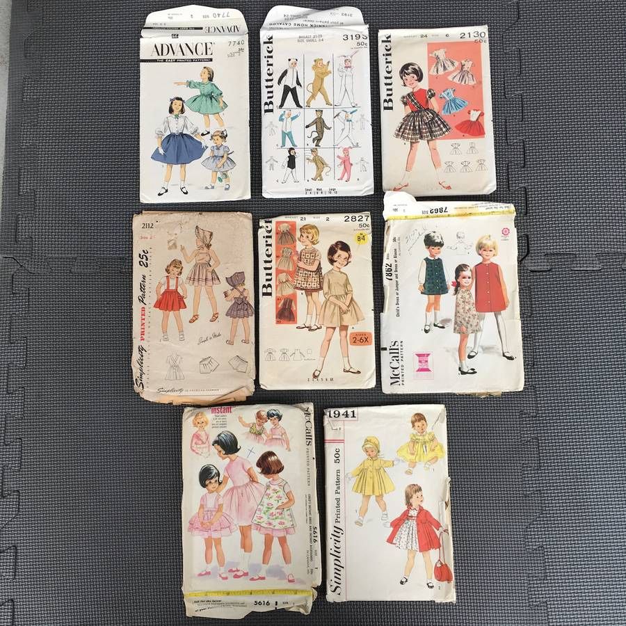 Lot of 8 Vintage Girl Sewing Patterns Size 2 Dresses Costumes Coats
