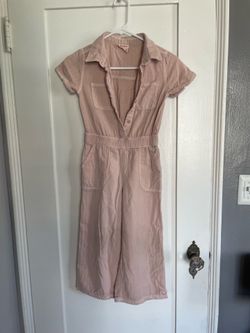 Blush Pink Soft Denim Kids Jumpsuit