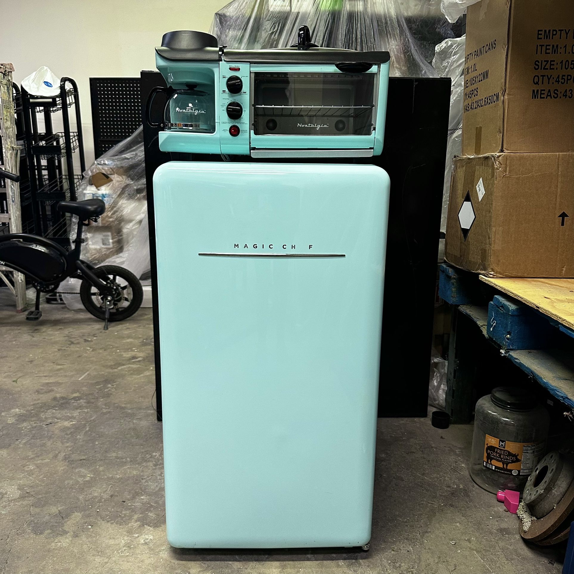 Retro Mini Fridge With Breakfast Station 