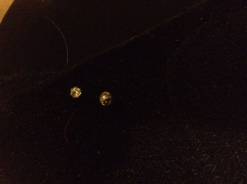 14k gold 1/4 karat diamond stud earing / 14k gold ball earing