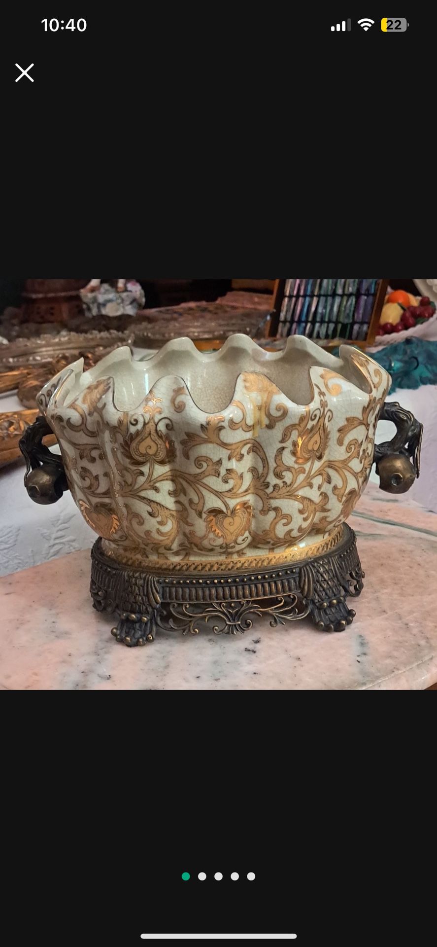 Antique Porcelain And Bronze Centerpiece 