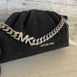 Michael Kors Small Rhinestone Black Nola Clutch 