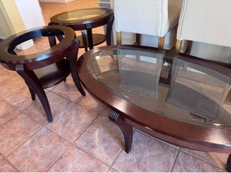 Cherry wood coffee table set 3 pieces