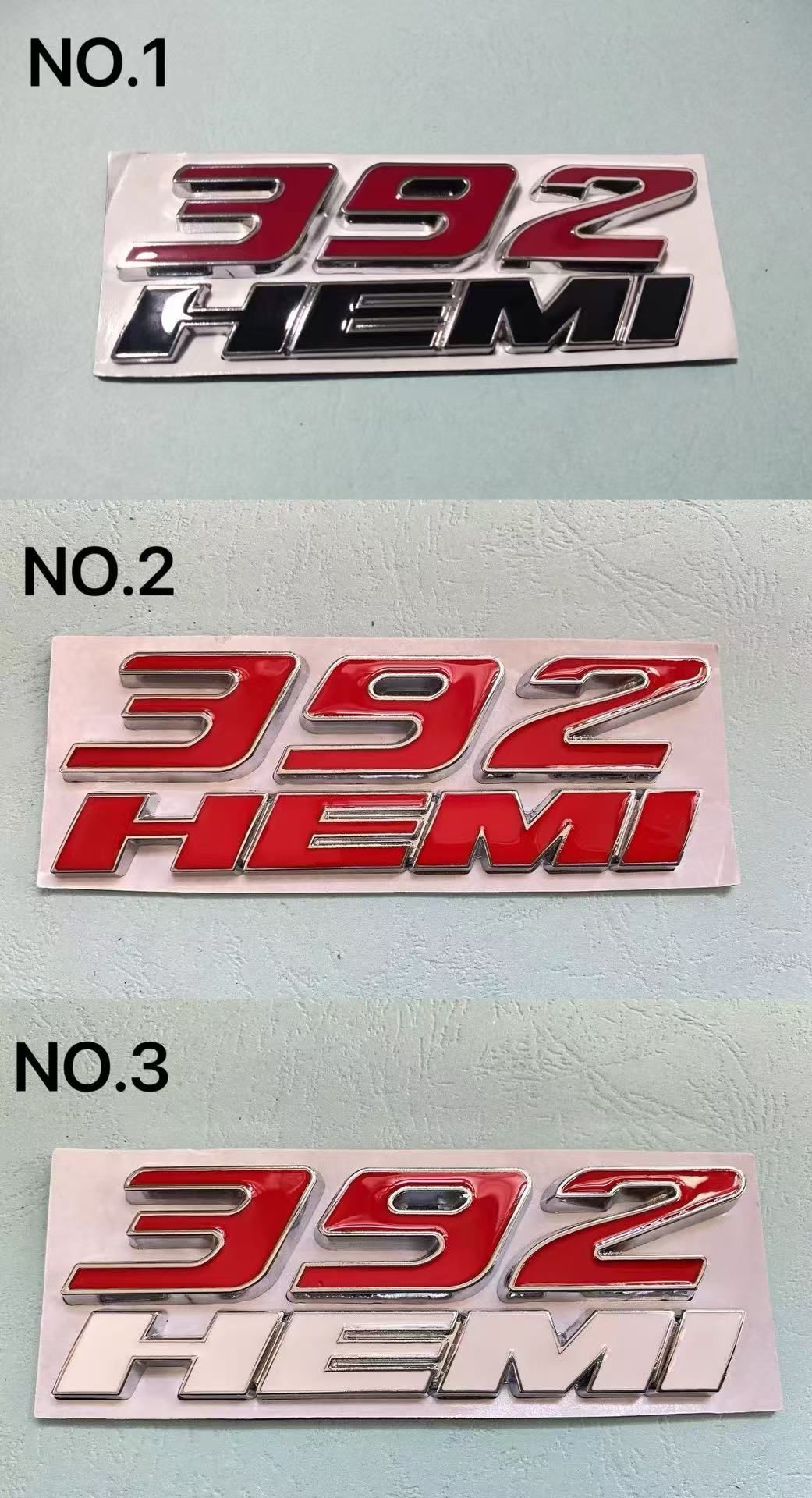 392 HEMI Emblem fit ForChallenger Durango Charger Red Silver Outline Metal