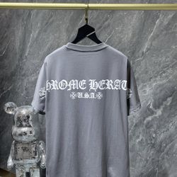 Grey And White Chrome hearts Tee Shirt