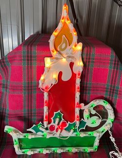 Impact Plastic Vintage Lighted Christmas Candle Window Decoration.