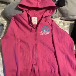 New Orleans pink zip up y2k hoodie Large