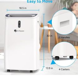 DR.PREPARE 14,000 BTU Portable Air Conditioner with WiFi Enabled, Cooling, Dehumidifier, Fan & Sleep Modes 4-in-1 Portable AC w/Remote Control & 67'' 