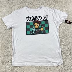 Demon Slayer Kimetsu No Yaiba Squad Tanjiro Nezuko Anime White T-Shirt Sz Large
