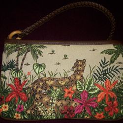 NEW WOVEN CROSS STITCHED LIKE PATTERN ZIPPER TOP  PURSE