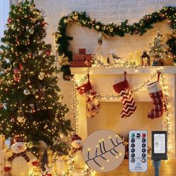 Christmas Lights Outdoor Cluster Lights - 1000LEDs 50Ft 4X Bright 8 Modes Timer Remote, Waterproof Plug in Fairy String Lights, Christmas Tree Lights 