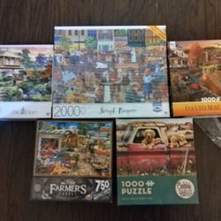 Lot Of 5 Jigsaw Puzzles 13.00