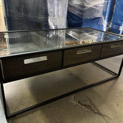 Glass Top Coffee Table With Drawers