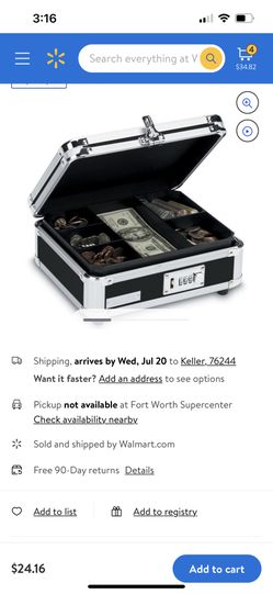 Vaultz Plastic & Steel Cash Box With Tumbler Lock, Black & Chrome 