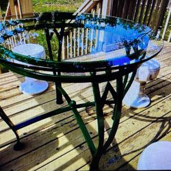 Wrought Iron Bistro / Dinette Table, 0.6-inch Thick Glass Top! New Rust-Oleum Paint! Gorgeous!