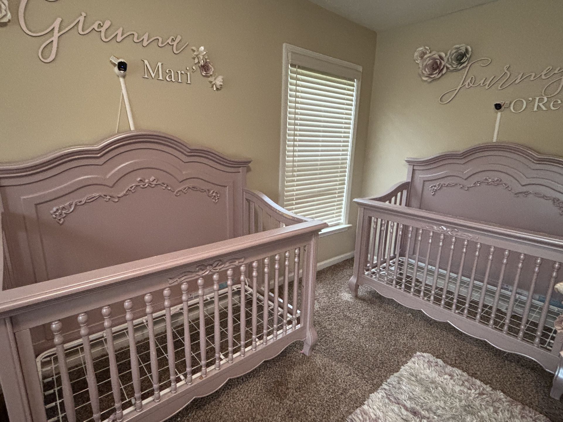 Evolur Rose Pink Crib 4-in-1 Convertible Crib