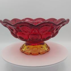 Lovely Vintage L.E.Smith "Moon & Stars" Amberina Glass Bowl 