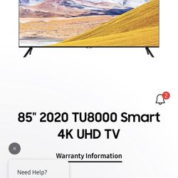 TV 85 Inch samsung Un85tu8000