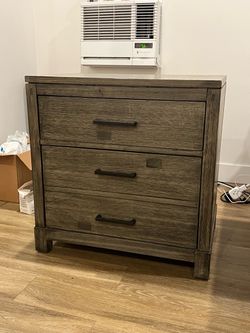 2-Drawer Nightstand / End Table, Rustic Gray Wood, Extra Deep Drawer