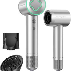 Hair Dryer - 150000 RPM High-Speed Brushless Motor Negative Ionic Blow Dryer for Fast Drying, Low Noise Thermo-Control Hair Dryer with Diffuser and No