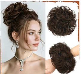 Human Hair Messy Bun 100% Real Human Hair Dark Brown