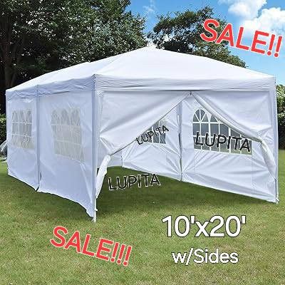 10×20 FT White Party Tent, Waterproof Outdoor Wedding Canopy with 6 Removable Sidewalls, Heavy Duty Gazebo Shelter for Patio, BBQ, Graduation & Events